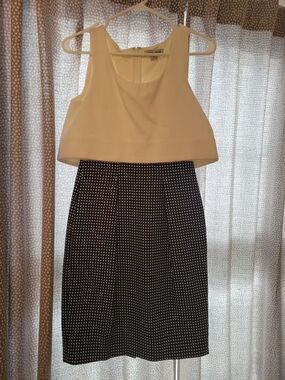 Wendy Bird Mod Dress White Top with Black Polka Dot Skirt Size 0
